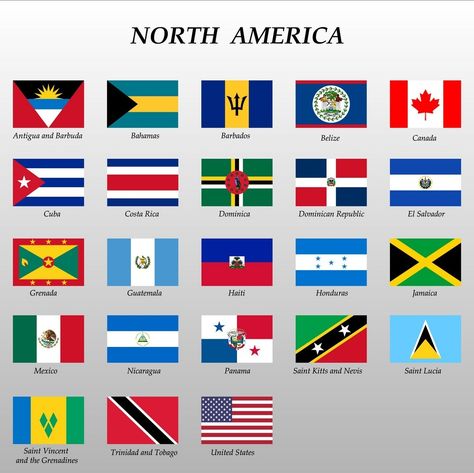 North America Flags, World Flags With Names, North America Flag, North America Continent, World Country Flags, Map Logo, Flag Printable, Countries And Flags, Flags With Names