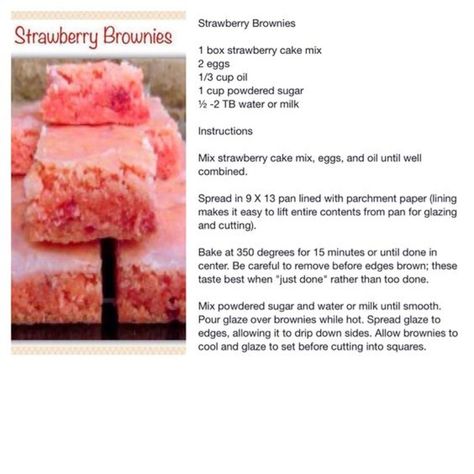 Box Strawberry Cake, Strawberry Brownies, Strawberry Cake Mix, Duncan Hines, Valentine Desserts, Food Info, Strawberry Recipes, 2 Eggs, Strawberry Cake