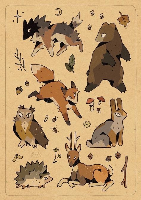 Campaign Board, Aesthetic Characters, Forest Critters, Character Design Art, Characters Drawing, Cute Forest, Drawing Things, Art Things, Fairytale Art