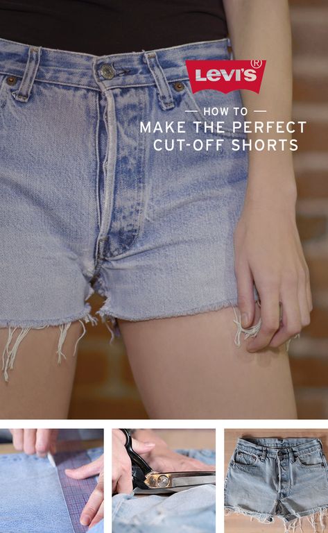 Diy Cutoff Jean Shorts, How To Cut Denim Shorts, How To Make Cutoff Jean Shorts, How To Make Shorts From Jeans, How To Cut Jeans Into Shorts, Diy Jeans Shorts, Diy Cutoff Shorts, Making Jean Shorts, Diy Cutoffs