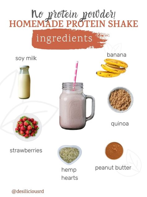 Protein Shake Without Powder, Homemade Protein Shake, Homemade Protein Shakes Recipes, Homemade Protein Shakes, Protein Shake Ingredients, High Protein Smoothie Recipes, Low Carb Protein Shakes, Banana Protein Shake, Vegan Protein Shake