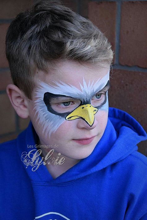 Animal Halloween Makeup, Makeup Painting, Bodysuit Tattoos, Animal Face Paintings, Face Painting For Boys, Eagle Face, Painting Face, Face Painting Tutorials, Face Painting Easy