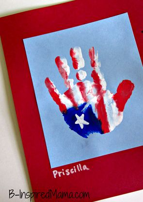 #Kids Handprint #Flag #Craft for #4thofJuly - B-InspiredMama.com Labor Day Crafts, Flag Crafts, Footprint Crafts, Footprint Art, Foot Print, Handprint Crafts, Patriotic Crafts, Handprint Art, Groundhog Day