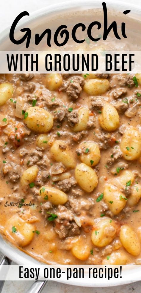 Ground Beef Gnocchi, Beef Gnocchi, Gnocchi Recipes Easy, Gnocchi Dishes, Gnocchi Recipe, Creamy Tomato Sauce, Gnocchi Recipes, Ground Beef Recipes For Dinner, Beef Recipes Easy