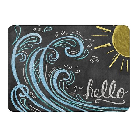 Weather Guard Weatherguard Premium Comfort 22-Inch By 31-Inch Wave Hello Color Mat - Bring a sense of bright optimistic cheerfulness with the Premium Comfort Wave Hello Color Mat by WeatherGuard. This woven polyester and rubber foam constructed mat features a chalkboard painted design with a sunny ocean wave. - kitchen ideas Summer Chalkboard Art, Chalk Wall Art, Summer Chalkboard, Chalkboard Art Quotes, Chalkboard Wall Art, Chalkboard Doodles, Chalkboard Writing, Blackboard Art, Chalk Wall