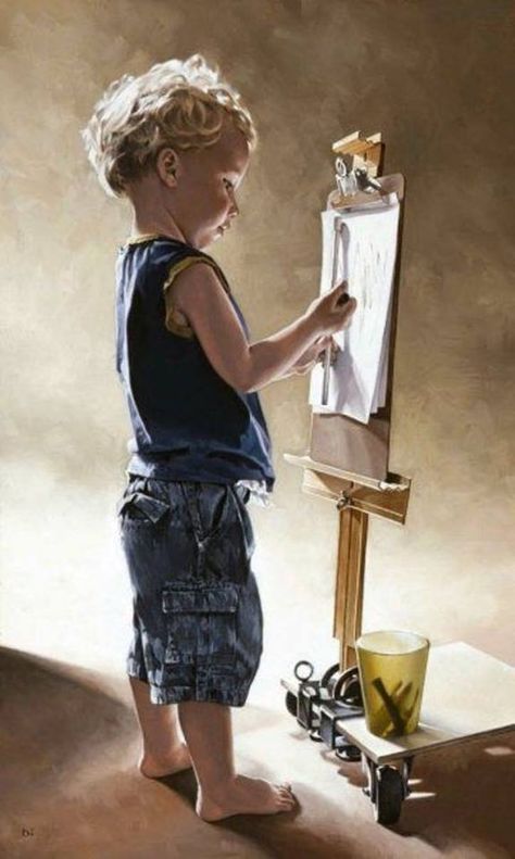 Bryan Larsen is a romantic realist painter based in Utah. His work can be found in private art collections around the world. He is exclusively represented by Quent Cordair Fine Art in Napa, California. Kids Portraits, Childrens Art, Artist At Work, Beautiful Paintings, Love Art, Amazing Art, Painting & Drawing, Art For Kids, Beautiful Art