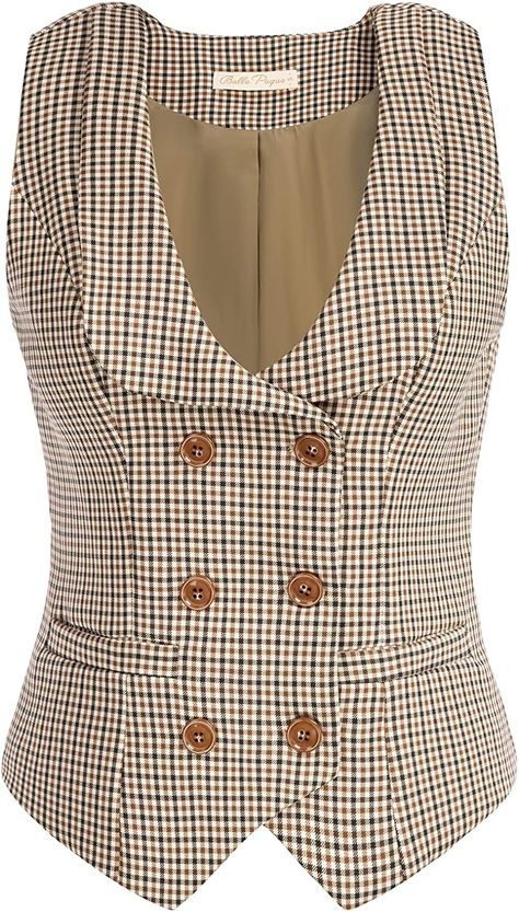 https://amzn.to/40y0Jen Channel your inner Taylor Swift with this vintage-inspired waistcoat! The double-breasted design and lapel collar add a touch of sophistication, while the two pockets provide practicality. Perfect for a whimsical cottage-core look inspired by Taylor's Evermore album. Pair with a flowy dress and ankle boots for a dreamy concert outfit. Sleeveless Blazer Vest, Vintage Waistcoat, Suit Brown, Whimsical Cottage, Vest Suit, Double Breasted Waistcoat, Sleeveless Blazer, Collar Vest, Striped Vests