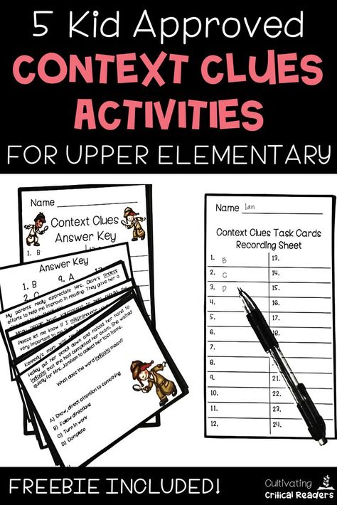 Context Clues Games, Context Clues Anchor Chart, Context Clues Activities, 6th Grade English, Context Clues Worksheets, Second Grade Reading, Vocabulary Instruction, 5th Grade Ela, Technology Lessons