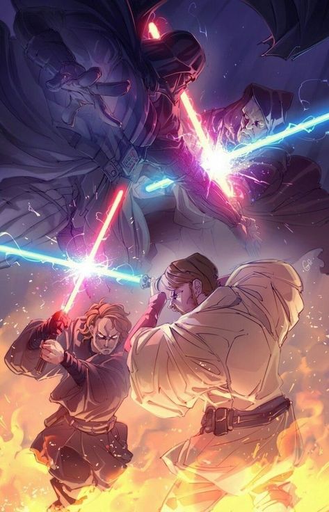 Fan art of Anakin Skywalker and Obi-wan Kenobi Anakin Vs Obi Wan, Star Wars Meme, Anakin Vader, Star Wars Background, Star Wars Character, Star Wars Models, Star Wars Drawings, Star Wars Wallpaper, Star Wars Artwork