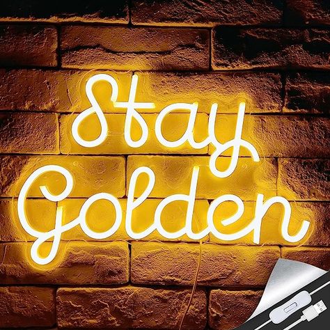 Yellow Bedroom Decor, Wall Hanging Lights, Neon Quotes, Light Quotes, Stay Golden, Light Up Signs, Novelty Lighting, Stay Gold, Led Neon Lighting