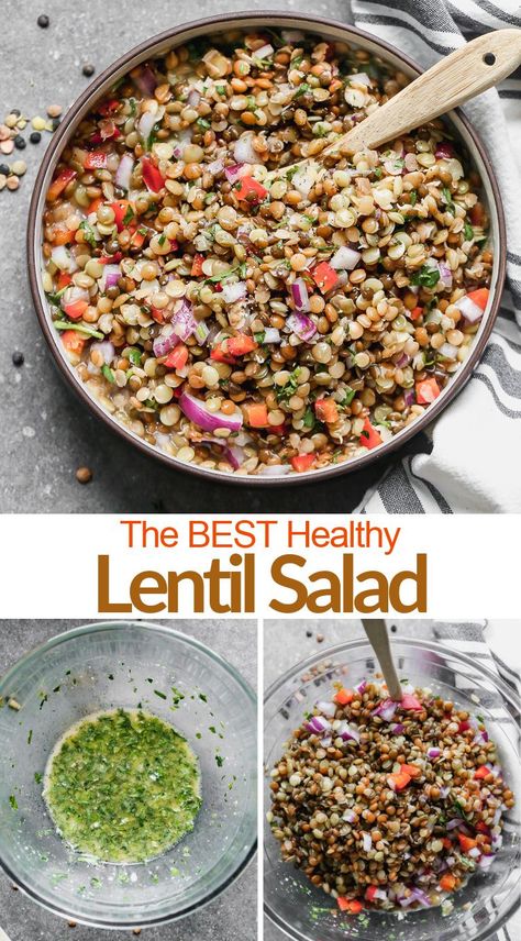 Classic Salads, Mediterranean Lentil Salad, Lentil Salad Recipes, Canned Lentils, Lentil Dishes, Simple Dressing, Vegan Mayonnaise, Lentil Salad, Lentil Recipes