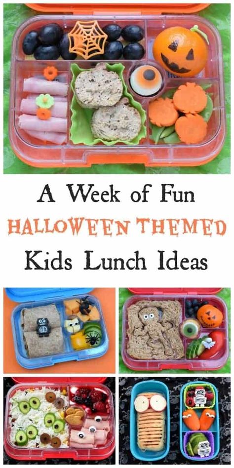 Fun Packed Lunch Ideas, Halloween Lunch Ideas, Halloween Bento, October Kids, Healthy Bento Lunches, Fun Kid Lunch, Halloween Lunch Box, Halloween Snacks For Kids, Holiday Lunch