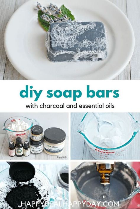 I’m going to show you how to make this easy homemade charcoal in soap facial bar. This is an incredibly easy way to make your own melt and pour bar soap with just three main ingredients, including essential oils. If you suffer from mild acne, using this charcoal in soap could be better for your skin than other harsher cleaning products. What You’ll Need for DIY Charcoal in Soap with Clay and Essential Oils: 2 lb block of Goats Milk Glycerin Melt & Pour Soap Base &n… Charcoal Soap Recipe, Melt And Pour Soap Recipes, Diy Charcoal, Diy Soap Bars, Mild Acne, Soap Melt And Pour, Indian Healing Clay, Activated Charcoal Soap, Melt And Pour Soap