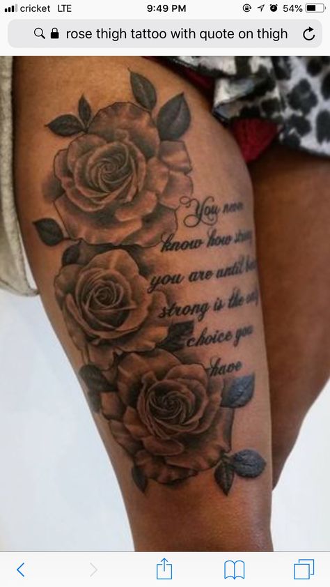 Fancy Tattoo, Thigh Tattoo Quotes, Rose Tattoo Thigh, Waist Tattoos, Inspiration Tattoos, Leg Tattoos Women, Dope Tattoos For Women, Tattoo Women, Instagram Tattoo