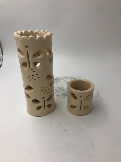 Luminary Clay Projects, Slab Lantern Ceramics, Clay Lanterns Ideas, Ceramic Lantern Ideas, Clay Luminary, Ceramic Luminaries, Easy Clay Sculptures, Ceramic Projects, Tea Light Lanterns