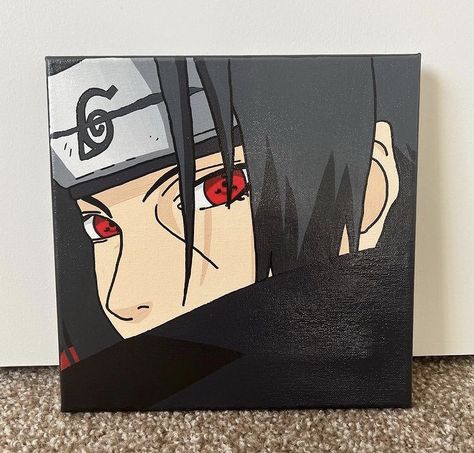 Itachi Uchiha Painting Easy, Itachi Uchiha Canvas Painting, Itachi Acrylic Painting, Naruto Painting Ideas On Canvas Easy, Anime Easy Painting Ideas, Itachi Art Draw, Naruto Painting Easy, Itachi Canvas Painting, Painting Ideas On Canvas Anime