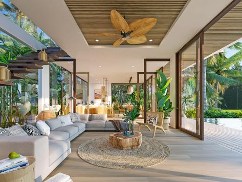 The Kayu | Villa Builders in Bali | Balitecture Balinese Villa, Bali Architecture, Bali Style Home, Tropical Living Room, Tropical Interiors, Tropical Interior Design, Living Pool, Tropical House Design, Small Villa