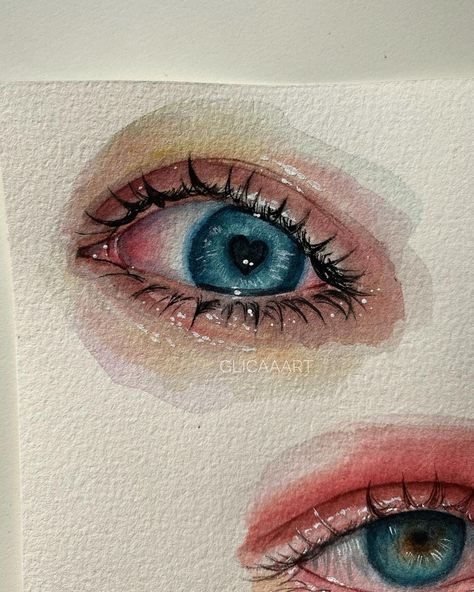 Watercolor Art Eyes, Hyper Realistic Eye Drawing, Watercolour Eye, Eye Watercolor Painting, Eyes Watercolor, Watercolor Eyes, Gcse Art Sketchbook, Arte Grunge, Brushes For Procreate