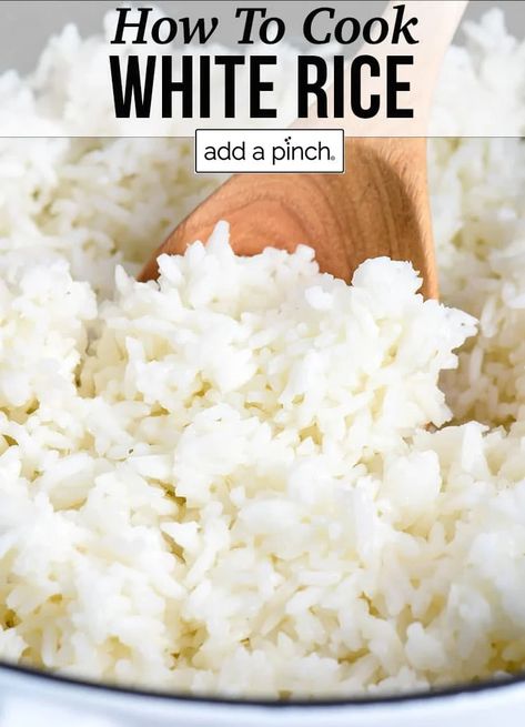 Learn how to cook white rice using this easy, no-fail recipe! Perfect every time for using short, long grain, jasmine, or basmati white rice! A foolproof rice recipe for fluffy, white grains every time. //addapinch.com #howtocookwhiterice #whiterice #rice #addapinch Healthy White Rice Recipes, How To Cook White Rice, White Rice Recipes Easy, Healthy White Rice, Baked Boneless Skinless Chicken Breast, White Rice Recipe, Perfect White Rice, Long Grain White Rice, East Recipes