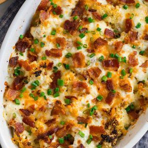 Turkey Breakfast Casserole, Cream Cheese Shrimp, Low Carb Cauliflower Casserole, Cheese Shrimp, Soft Foods Diet, Cauliflower Casserole Recipes, Loaded Cauliflower Casserole, Loaded Cauliflower, Chicken Tikka Masala Recipes