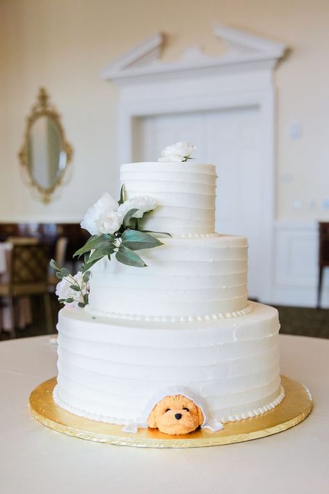 Wedding Cake With Puppy, Puppy Wedding Cake, Wedding Cake With Animals, Dog Cake Wedding, Rustic Cakes, Puppy Wedding, Happy Ideas, Fondant Wedding Cakes, Dress Couture