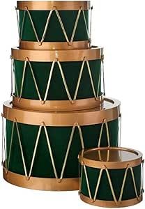 Christmas Drum, Christmas Set, Green Christmas, Nutcracker, Flocking, 11 Inches, Drums, Christmas Decor, Christmas Wreaths