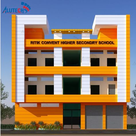 home exterior designs Commercial Design Exterior, Building Elevation, Building Front, Front Elevation Designs, Class Decoration, House Front Design, Commercial Architecture, School Building, House Elevation