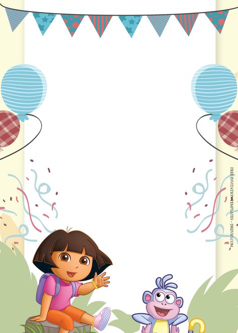 Free 9+ Dora The Explorer Party Birthday Invitation Templates Your adventure with Dora isn't over yet because for the kids who grew up with this cartoon, we have an invitation that will take you on a journey to explore. The party that will be held to celebrate y... Dora The Explorer Pictures, Dora The Explorer Party, Explorer Birthday Party, Explorer Party, Dora Birthday, Birthday Invitation Card Template, Cartoon Birthday, Free Printable Birthday Invitations, Flower Graphic Design