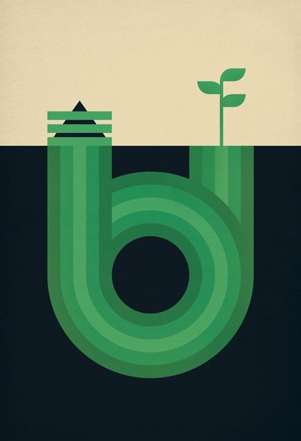 by Paul Tebbot Mirror Poster, Ecology Design, Graphic Arts Illustration, Simple Illustration, Landscape Scenery, Composting, Graphic Design Advertising, Posters And Prints, Graphic Design Typography