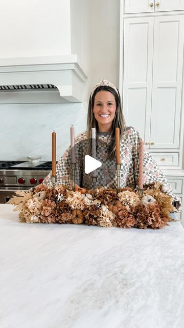 Ashley Savage | Creator | Atlanta, GA on Instagram: "🍂Fall Pool Noodle Centerpiece🍂 comment SHOP to get the details to this fall DIY! I have been working on getting all of my fall/halloween decor out this weekend including a few fun fall projects like this pool noodle diy! It was so easy to make and looks so pretty on my kitchen island! 
•
•
•
#fallcenterpiece #falldiy #falldiydecor #falldecorations #falldecoratingideas #falloween #falldecor #ltkseasonal #ltkhome #diyhomedecor #fallcrafts" Pool Noodle Fall Decor, Fall Island Centerpiece Ideas, Pool Noodle Centerpiece Ideas, Autumn Centerpieces For Table, Pool Noodle Centerpiece, Kitchen Island Fall Decor, Pool Noodle Diy, Fall Kitchen Island Decor, Island Centerpiece Ideas