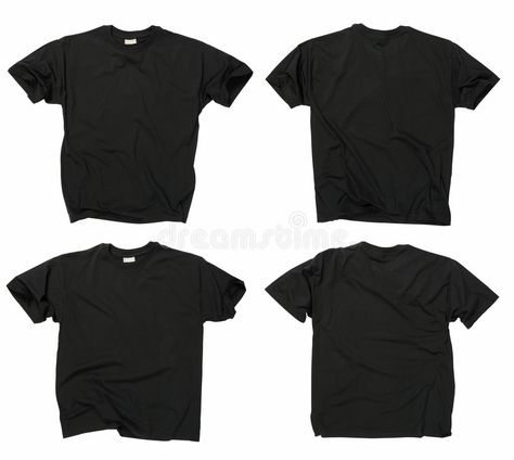 Photo about Photograph of two wrinkled blank black t-shirts, fronts and backs. Clipping path included. Ready for your design or logo. Image of retail, clothes, isolated - 5213594 Masc Clothing, Graphic Design Mockup, Shirt Design Template, Fashion Knowledge, Plain Black T Shirt, T Shirt Design Template, Product Presentation, Black T Shirts, Shirt Template