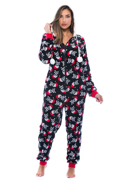 Just Love Adult Onesie Pajamas *** Want additional info? Click on the image. (This is an Amazon affiliate link) #holidayoutfitsdresses Adult Onesie Pajamas, Xmas Pajamas, One Piece Clothing, Onesie Pajamas, Black Santa, One Piece Pajamas, One Piece For Women, Winter Holiday, Fun Prints