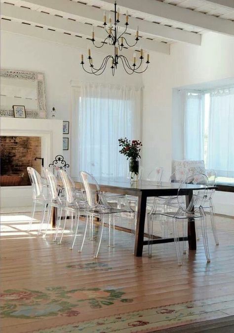 ... Ghost Chairs Dining, Clear Chairs, Ghost Chairs, Ivy House, Contemporary Dining Chairs, Dining Room Design, Beautiful Interiors, Home Fashion, Ghost Chair