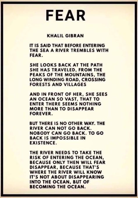 Khalil Gibran Quotes, Kahlil Gibran Quotes, Meditation Scripts, Facing Fear, Fear Quotes, Love And Compassion, Khalil Gibran, New Beginning Quotes, Words Of Hope