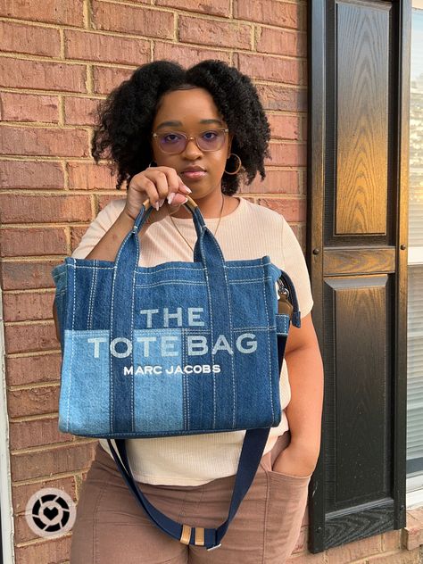 Marc Jacobs Tote Bag, Tote Bag Outfit, Denim Bags, Bag Outfit, Marc Jacobs Tote, Denim Tote Bags, Denim Tote, Small Tote Bag, The Tote Bag