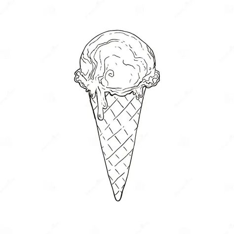 Ice cream vector stock vector. Illustration of delicious - 114237442 Ice Cream Scoop Drawing, Ice Cream Drawing Easy, Ice Cream Outline, Ice Cream Sketch, Cartoon Ice Cream Cone, Ice Cream Drawing, Donut Icing, Draw Ice Cream, Ice Cream Cartoon