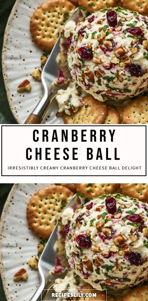 Uses For Cranberries, Dried Cranberry Appetizers, Christmas Appetizers Cranberry, Appetizer With Cranberries, Cranberry Walnut Cheese Ball, Cranberry Cheese Ball Recipes, Honey Cranberry Cheese Log, Cheese Cranberry Appetizer, Crunchy Cranberries