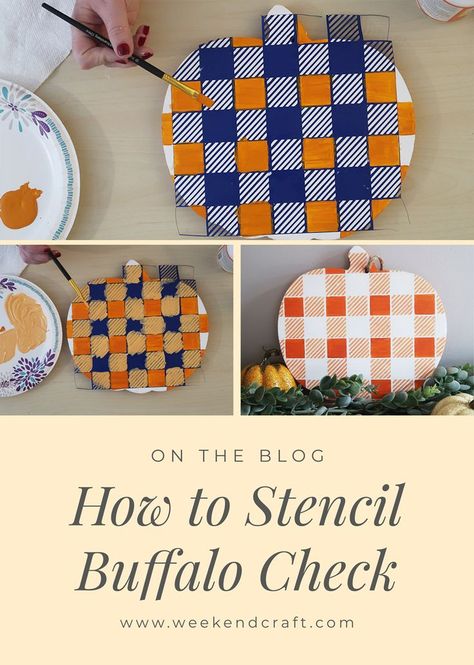 Stencil On Cricut, Freezer Paper Stenciling, Buffalo Plaid Decor, Stencil Vinyl, Buffalo Print, Weekend Crafts, Silhouette Tutorials, Wooden Pumpkins, Pastel Pink Aesthetic