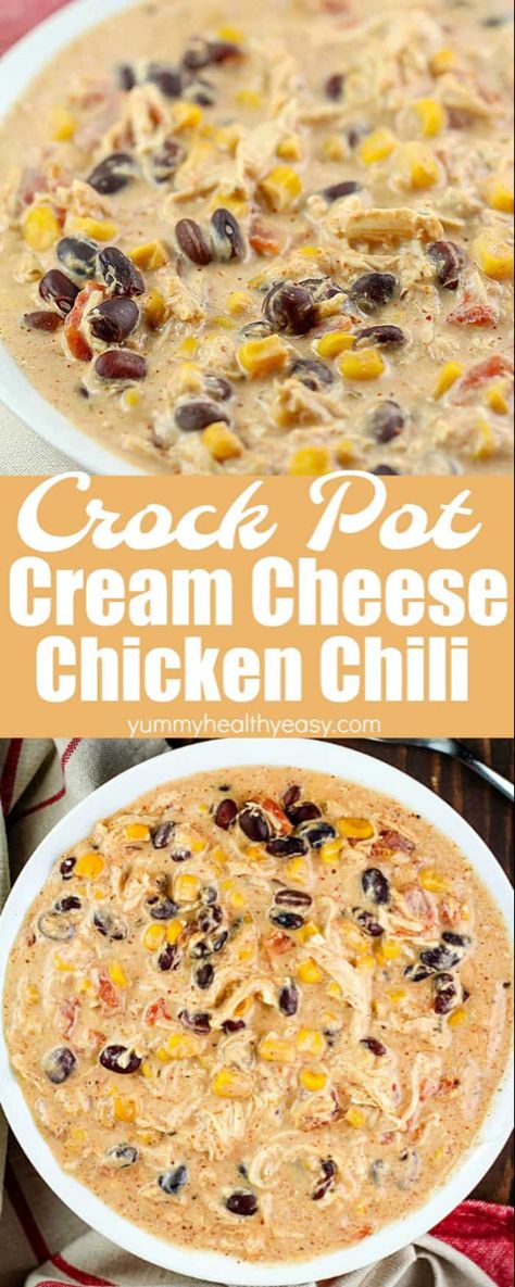 Cream Cheese Chicken Chili, Chicken Chili Recipe, Cheese Chicken, Cream Cheese Chicken, Crockpot Dishes, Crockpot Recipes Slow Cooker, Dinner Recipes Crockpot, Crock Pot Cooking, Sloppy Joes