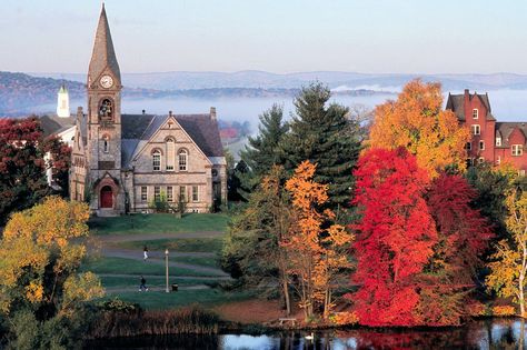 University of Mass. @ Amherst in the Fall...and THIS is one of the many reasons why I want to go there:) Umass Amherst, University Of Massachusetts Amherst, Amherst College, Smith College, Best Places To Retire, University Of Massachusetts, College Campus, Colorful Leaves, Colleges And Universities