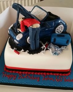 Car Mechanic Birthday Cake, Cakes For Mechanics, Mechanics Birthday Cake, Mechanic Cake, Car Cakes For Men, Mechanics Birthday, Fondant Torte, Fondant Recipe, Birthday Cakes For Men