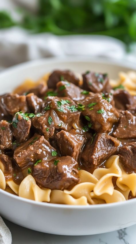 Crockpot beef tips & noodles! Crock Pot Steak Bites, Crockpot Steak Bites, Juicy Steak Bites, Beef And Mushroom Stew, Beef Tips And Noodles, Slow Cooker Steak, Crockpot Steak, Steak Bites Recipe, Beef Tips And Gravy