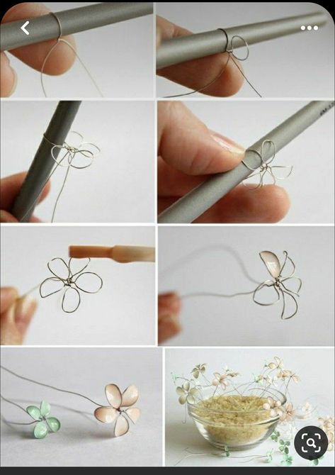 Floral Wire Crafts Diy, Nail Polish Flowers, Copper Wire Crafts, Nail Polish Crafts, Wire Art Sculpture, Wire Diy, Wire Flowers, Floral Craft, Diy Wire Jewelry