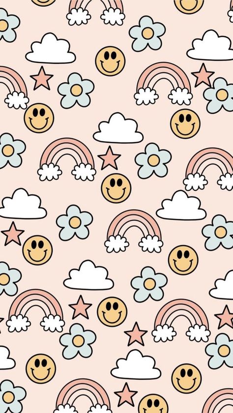 Pink Groovy Aesthetic, Wallpaper Preppy, Funny Lockscreen, Pink Wallpaper Girly, Floral Wallpaper Iphone, Preppy Wallpaper, Cute Patterns Wallpaper, Rainbow Pattern, First Girl