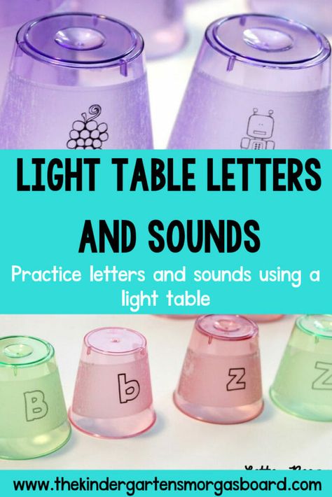 Light Table Ideas For Kindergarten, Light Table Activities Kindergarten, Light Table Letter Activities, Light And Sound First Grade, Letter Sound Centers Kindergarten, Light And Sound Experiments First Grade, Light Table Alphabet Activities, Kindergarten Light Table, Bad Teacher