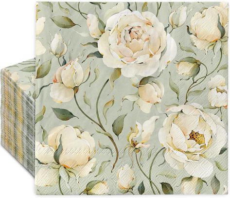 Amazon.com: AnyDesign 80Pcs Vintage Floral Paper Napkins Retro Rose Peonies Green Flower Disposable Square Luncheon Dinner Napkins for Party Supplies Table Decor : Health & Household Vintage Paper Napkins, Rose Peonies, Decorative Paper Napkins, Paper Dinner Napkins, Decorative Napkins, Floral Napkins, Flower Theme, Floral Paper, Green Flower