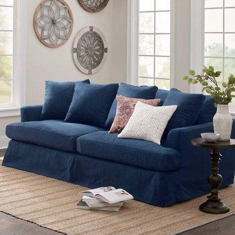 Living room decor blue sofa