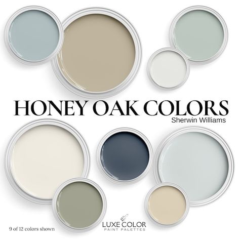 LuxeColor - Etsy UK Oak Color Palette, Honey Oak Floors, Honey Oak Trim, Color Palette Sherwin Williams, Best Wall Paint, Brick Colonial, Sherwin Williams Color Palette, Sherwin Williams Paint, Honey Oak Cabinets