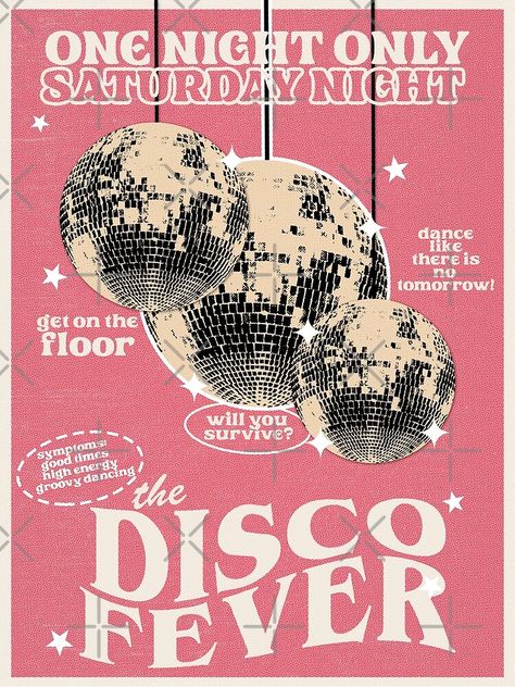 Retro Wall Prints Aesthetic, Cool Room Posters Aesthetic, Cute Retro Posters, Cool Concert Posters, Bar Poster Design Ideas, Disco Night Aesthetic, Retro Disco Poster, Retro Aesthetic Design, Poster For Room Aesthetic