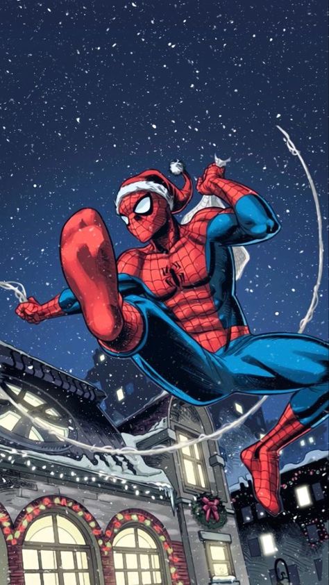 Superhero Christmas Wallpaper, Spiderman Comic Art Wallpaper, Spider Man Wallpaper Christmas, Christmas Spider Man Wallpaper, Spiderman Wallpaper Christmas, Spider Man Wallpaper Comic, Christmas Wallpaper Spiderman, Spider-man Christmas, Spider Man Christmas Wallpaper